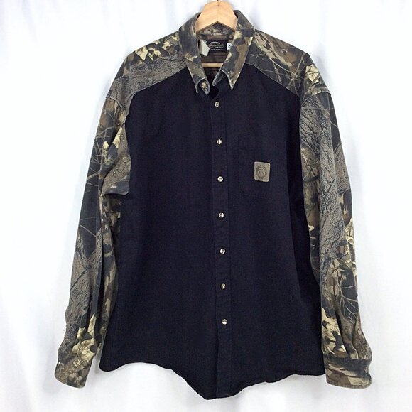 Legendary Whitetails Original Deer Gear Shirt Mens 2X Black Camo Heavy Duty - Picture 1 of 5